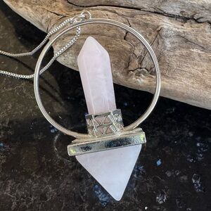 Spiritual Rose Quartz Pendulum – Silver Chain, Energy Work Tool